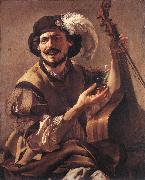 TERBRUGGHEN, Hendrick A Laughing Bravo with a Bass Viol and a Glass  at china oil painting reproduction